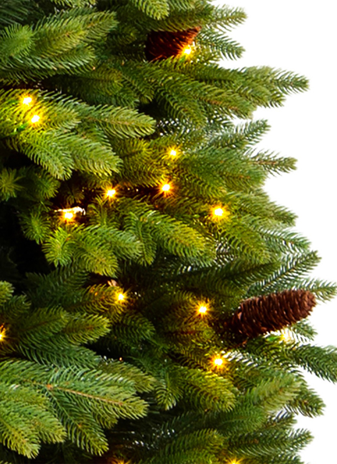 Van Der Gucht Oakland kunstkerstboom met LED verlichting 225 cm - voorkant 4 groen