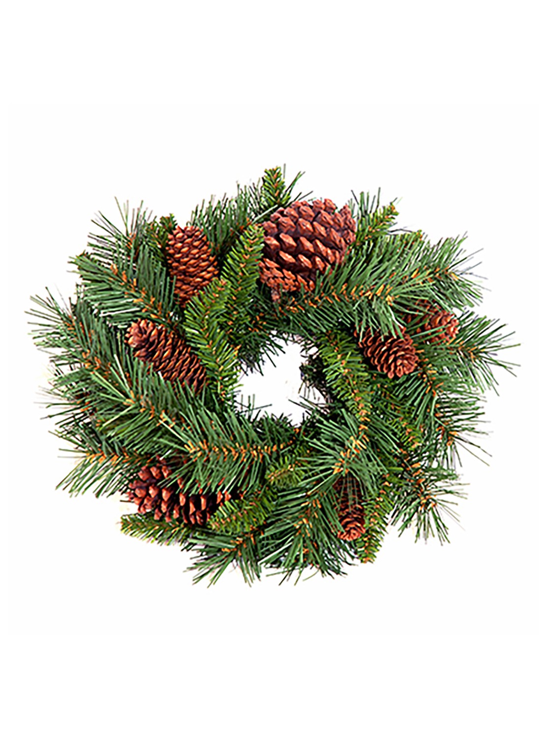Van Der Gucht Pine Cone kerstkrans 50 cm - voorkant groen