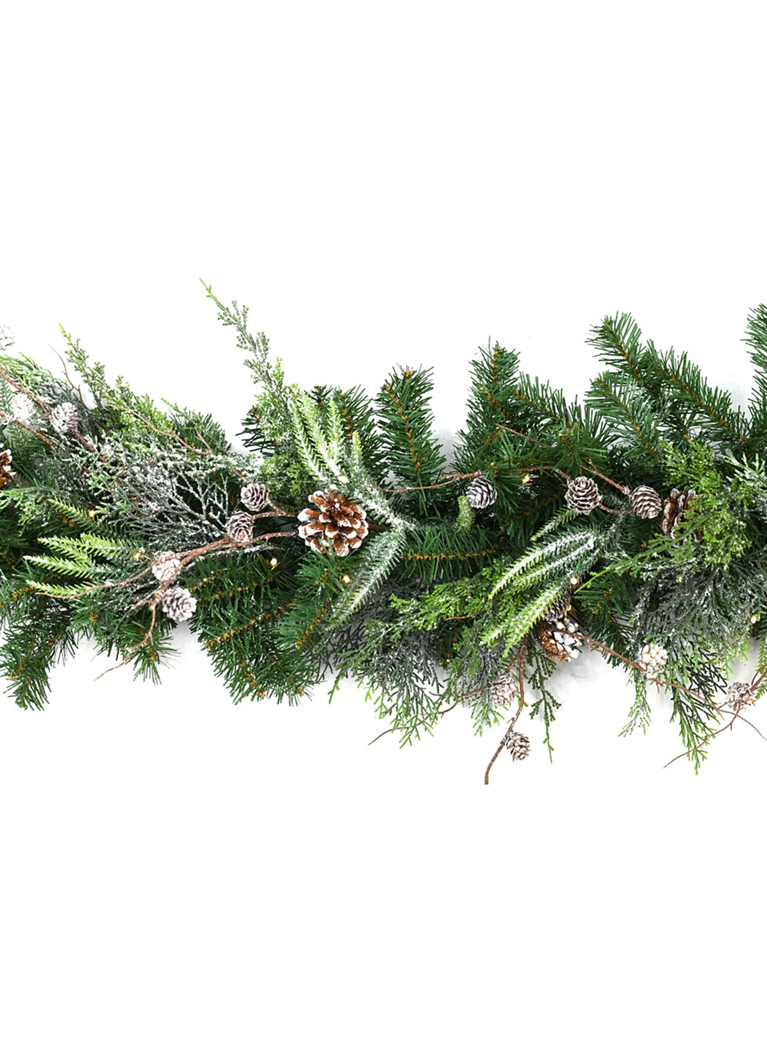Van Der Gucht Rago kerstguirlande met verlichting 183 cm - voorkant groen