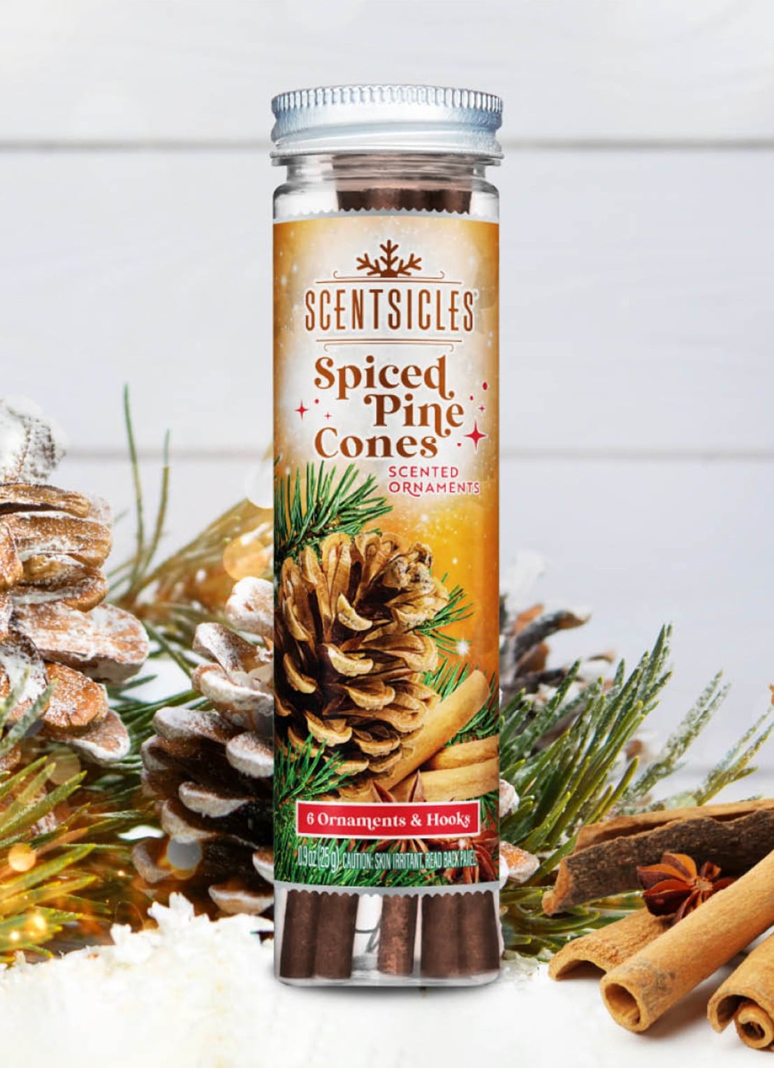 Van Der Gucht Spiced Pine Cones geurstokjes set van 6 - voorkant 6 groen