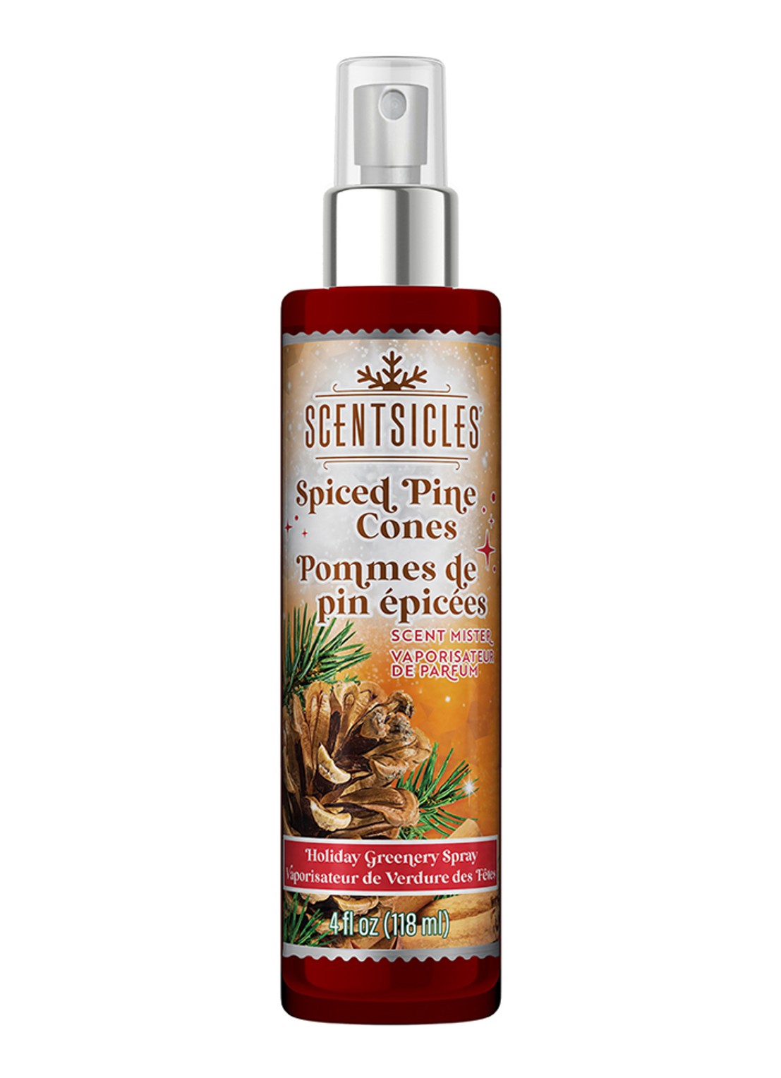Van Der Gucht Spiced Pine Cones huisparfum - geurspray - voorkant 3 oranje