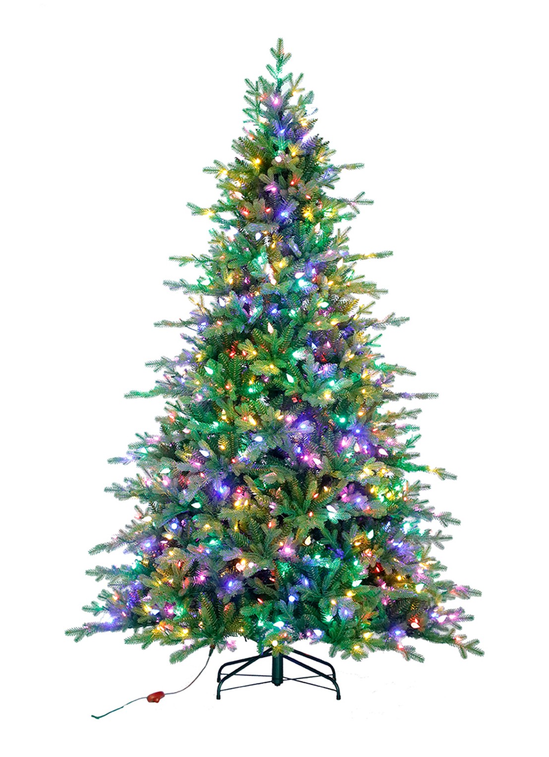 Van Der Gucht Vienna Fir kunstkerstboom met LED verlichting 228 cm - voorkant donkergroen