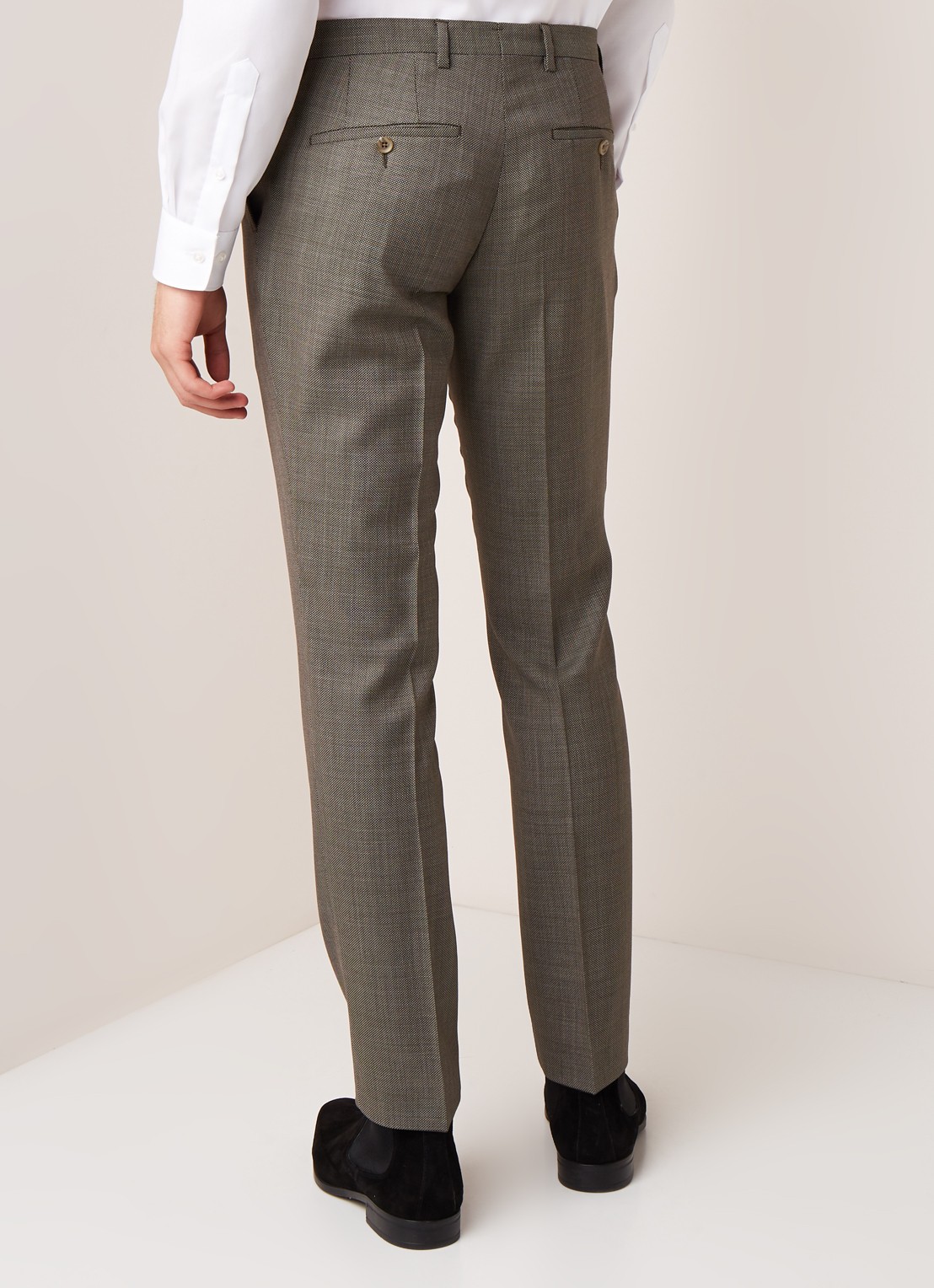 Van Gils Buck Split slim fit pantalon micro dessin - achterkant donkergroen