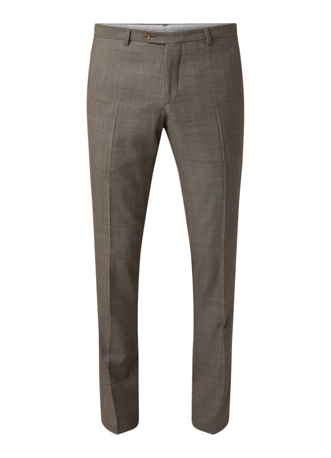 Van Gils Buck Split slim fit pantalon micro dessin - voorkant 2 donkergroen