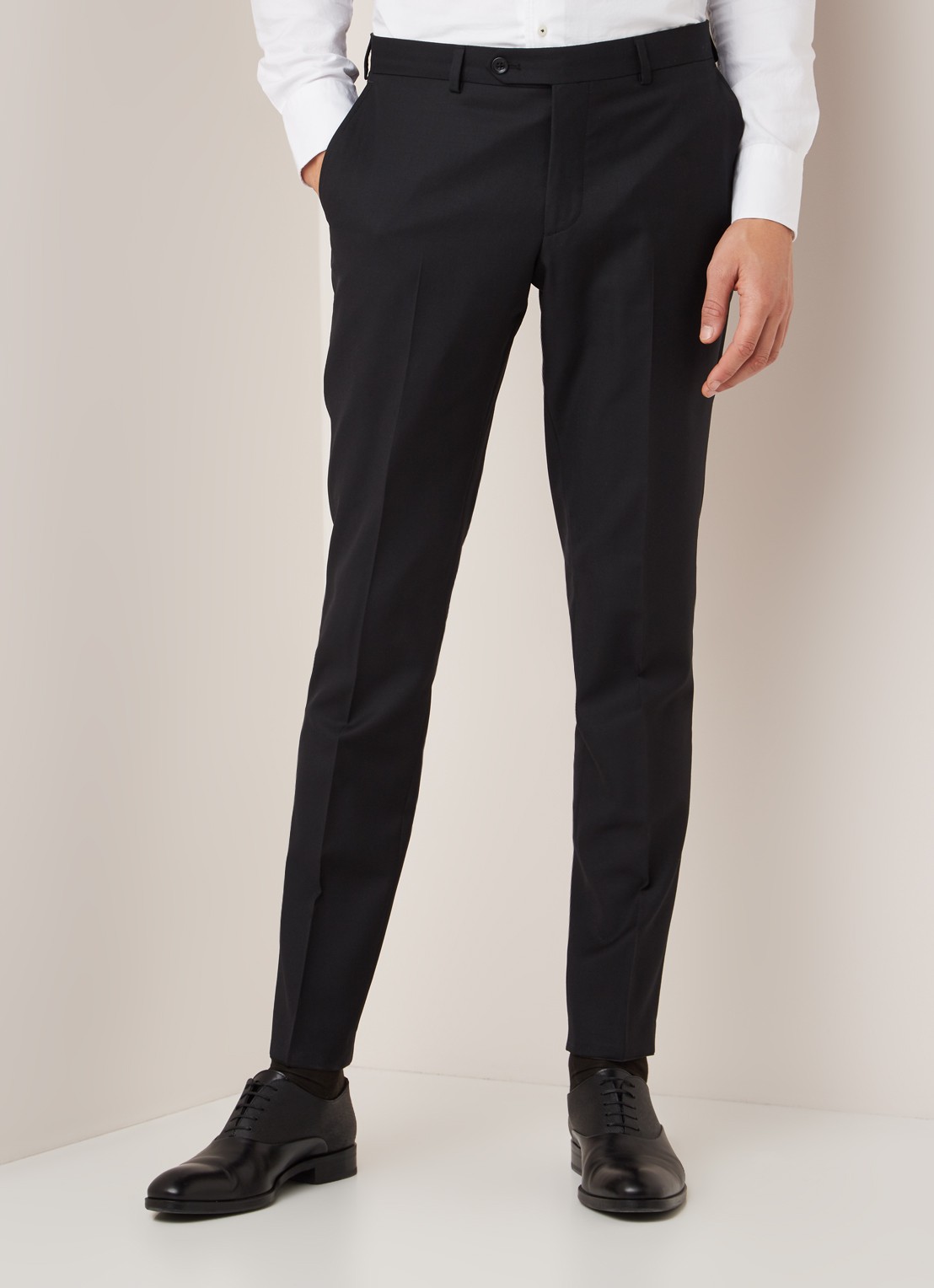 Van Gils Bull slim fit pantalon in wolblend - detail 2 zwart