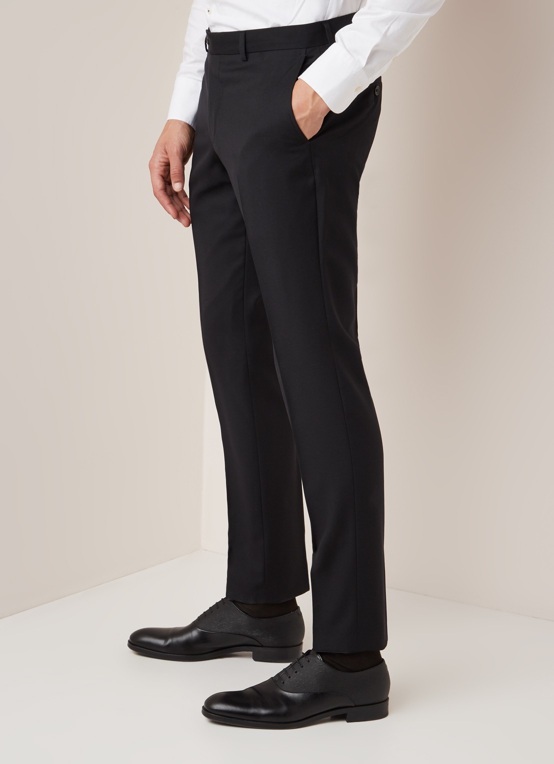 Van Gils Bull slim fit pantalon in wolblend - detail 3 zwart