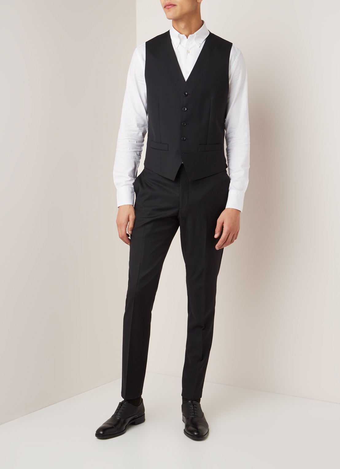 Van Gils Bull slim fit pantalon in wolblend - voorkant 6 zwart