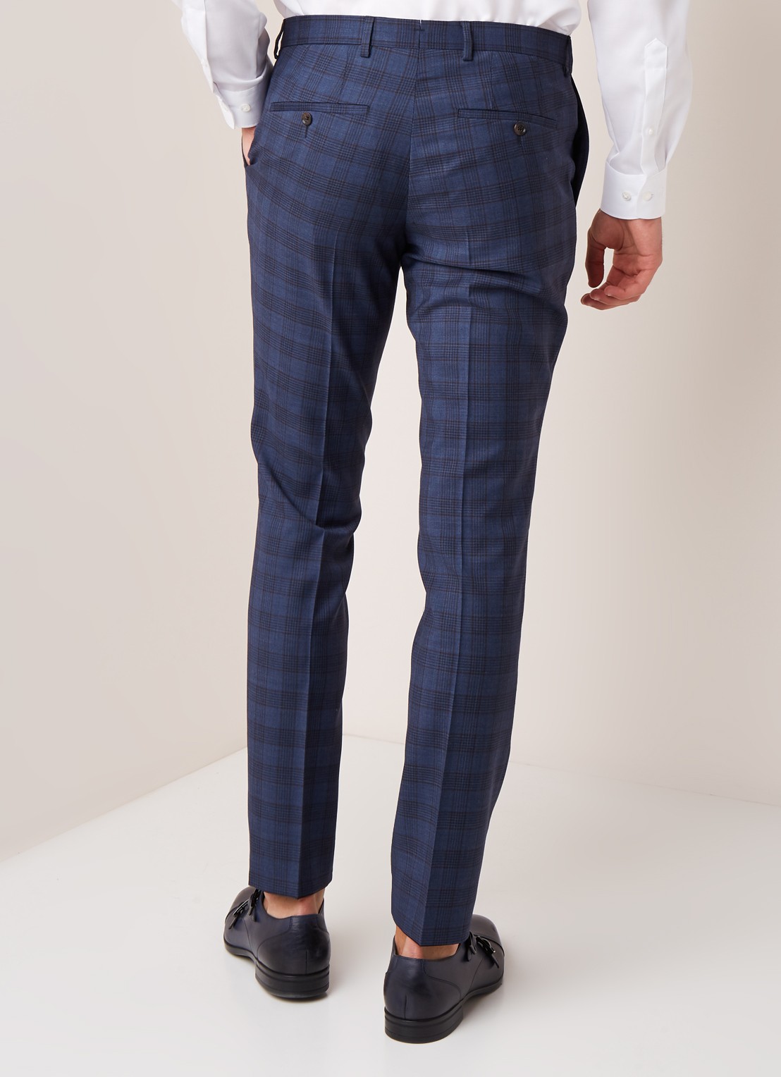 Van Gils Bull slim fit pantalon van wol - achterkant blauw