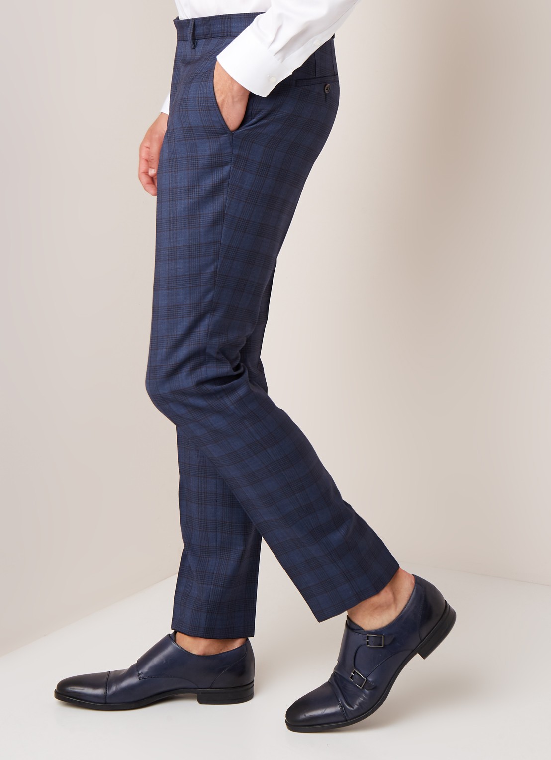 Van Gils Bull slim fit pantalon van wol - detail 3 blauw