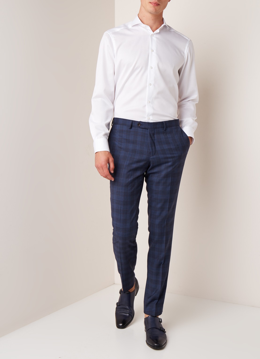 Van Gils Bull slim fit pantalon van wol - voorkant 5 blauw