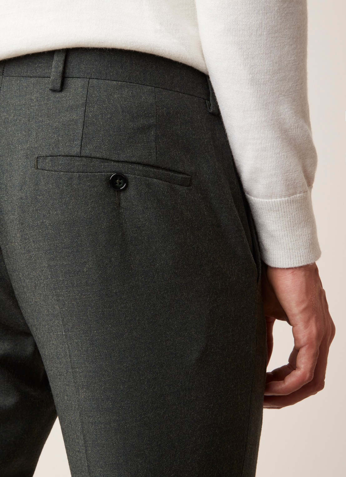 Van Gils Bull Split slim fit pantalon in wolblend - detail 4 donkergroen