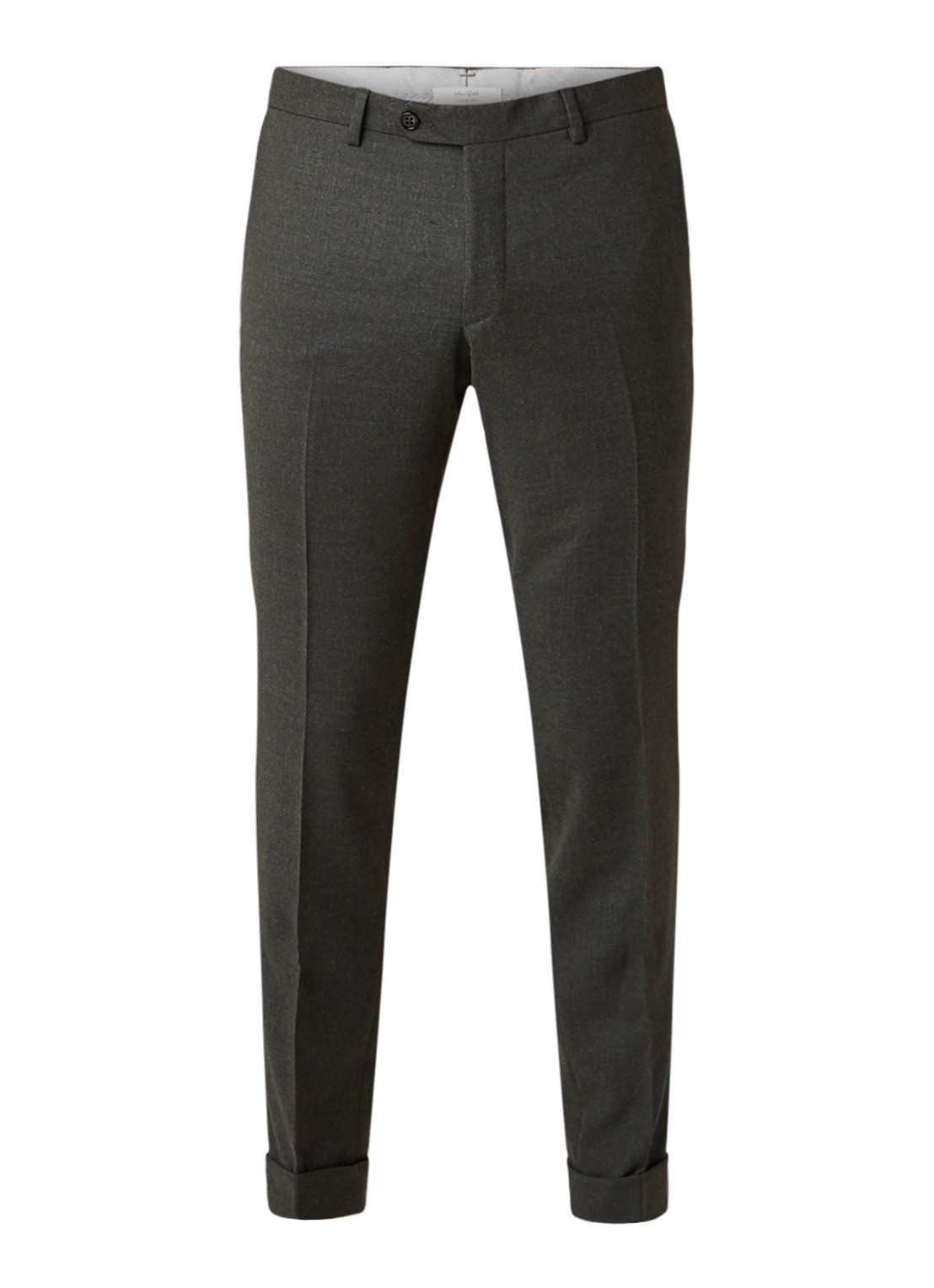 Van Gils Bull Split slim fit pantalon in wolblend - voorkant 5 donkergroen