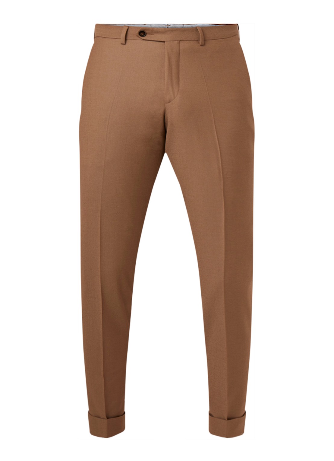 Van Gils Bull Split slim fit pantalon in wolblend - voorkant 4 camel