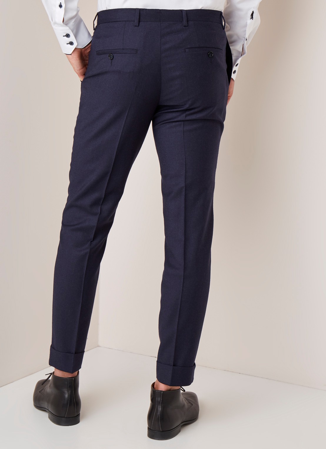 Van Gils Bull Split slim fit pantalon in wolblend - achterkant blauw