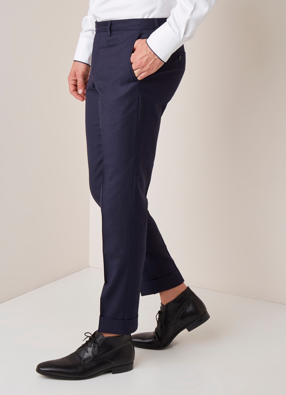 Van Gils Bull Split slim fit pantalon in wolblend - detail 3 blauw