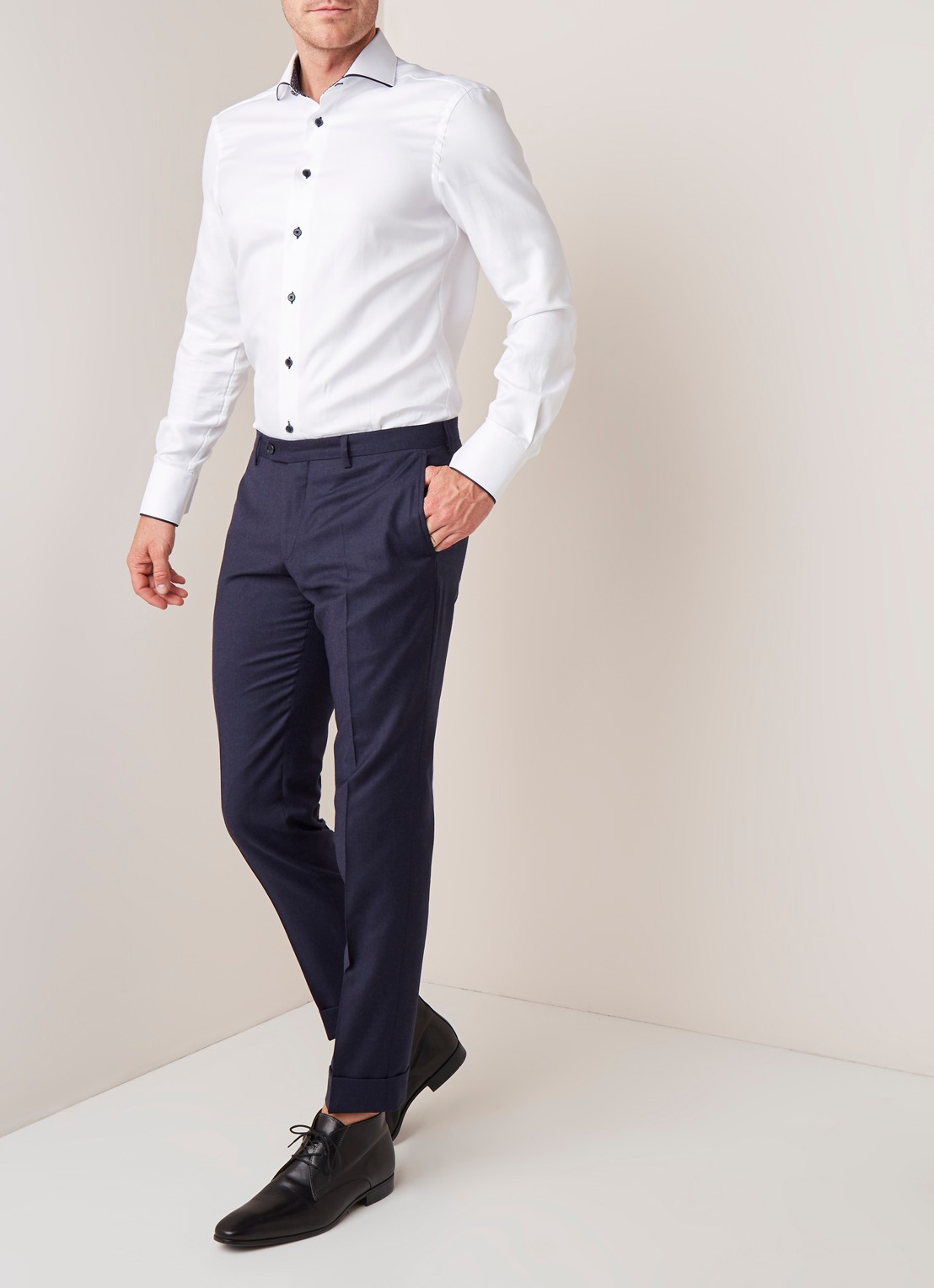 Van Gils Bull Split slim fit pantalon in wolblend - voorkant 5 blauw
