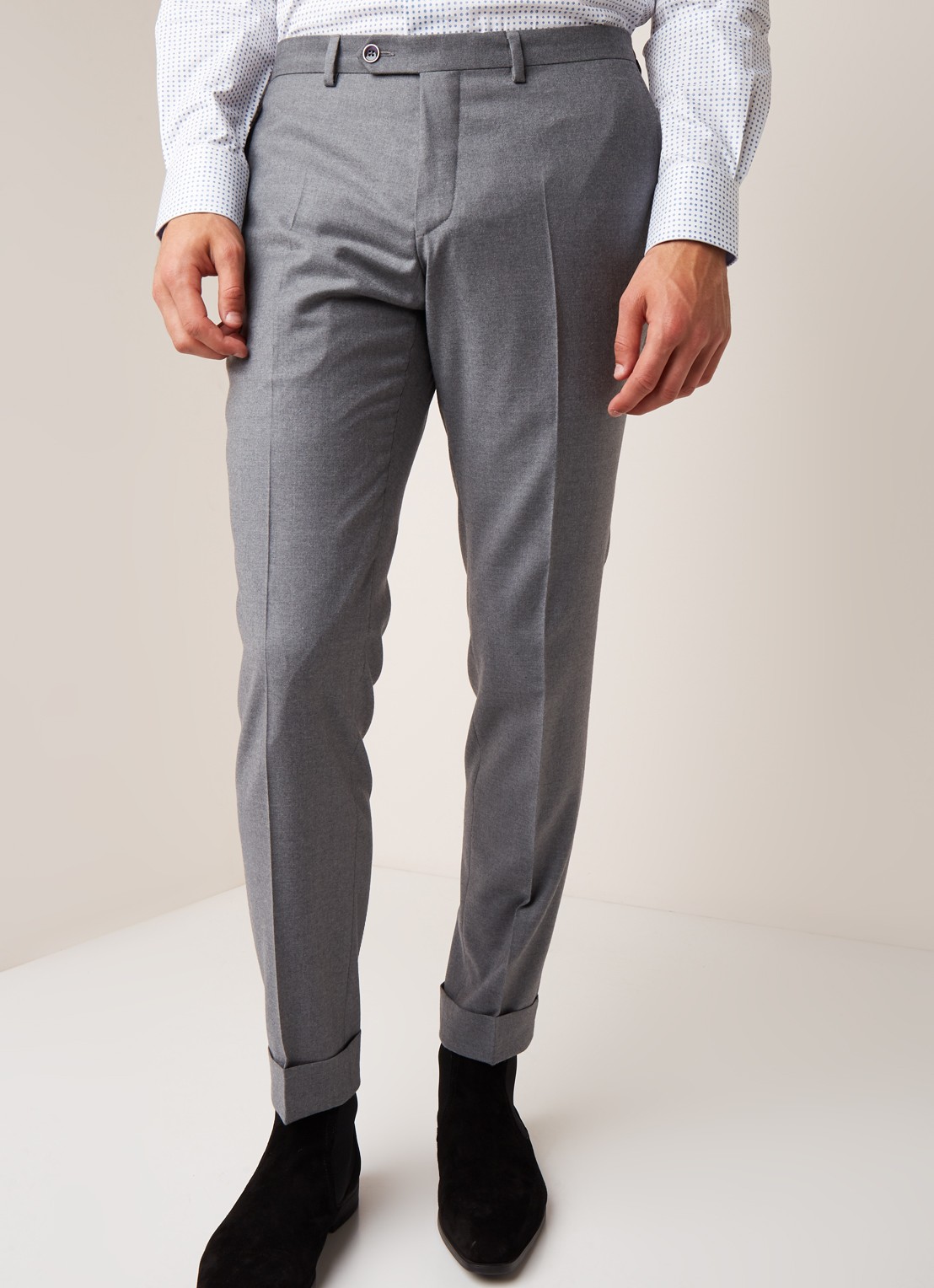 Van Gils Bull Split slim fit pantalon in wolblend - detail 4 grijs