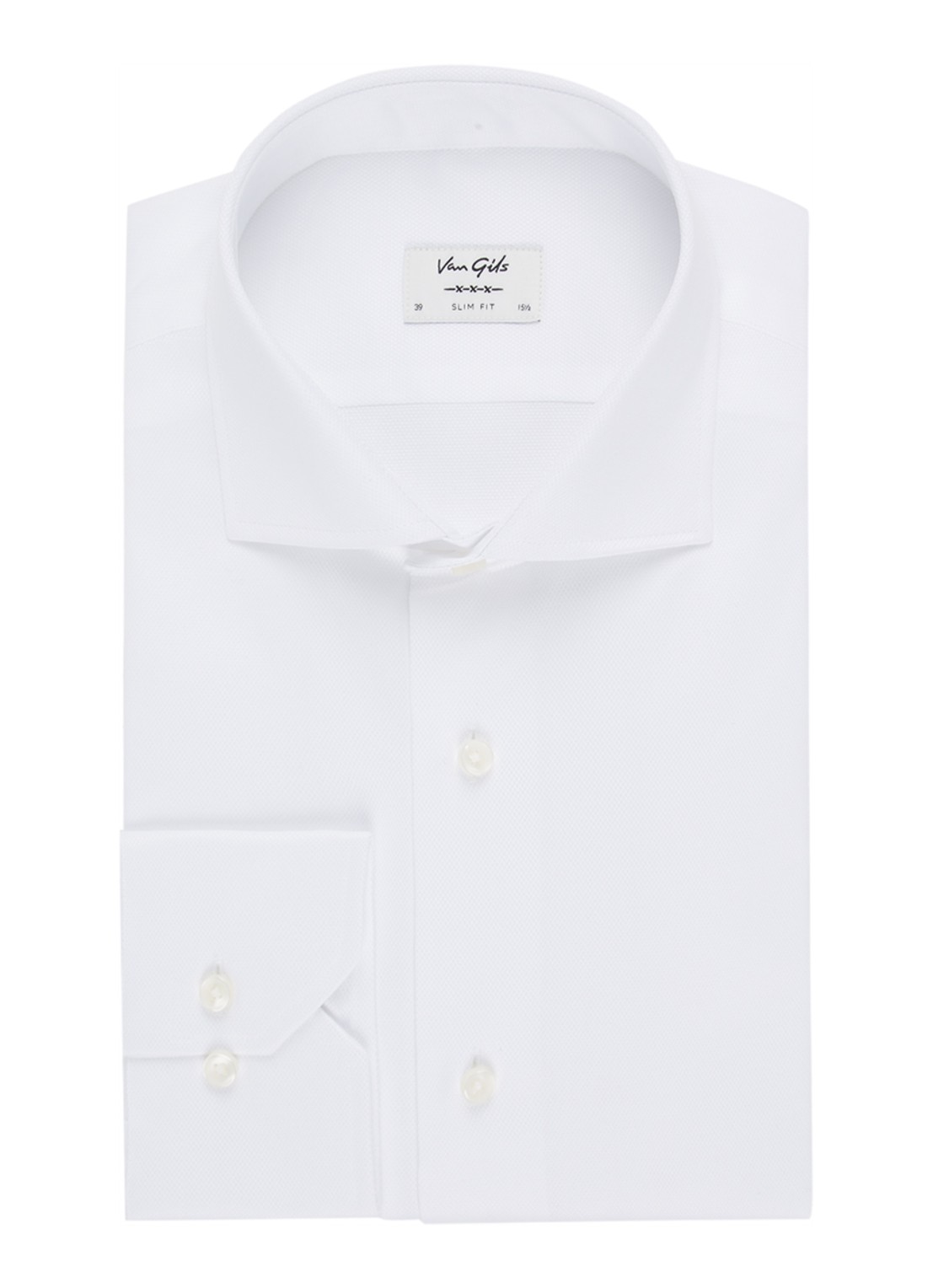 Van Gils Edar slim fit overhemd met wide spread-kraag - voorkant wit