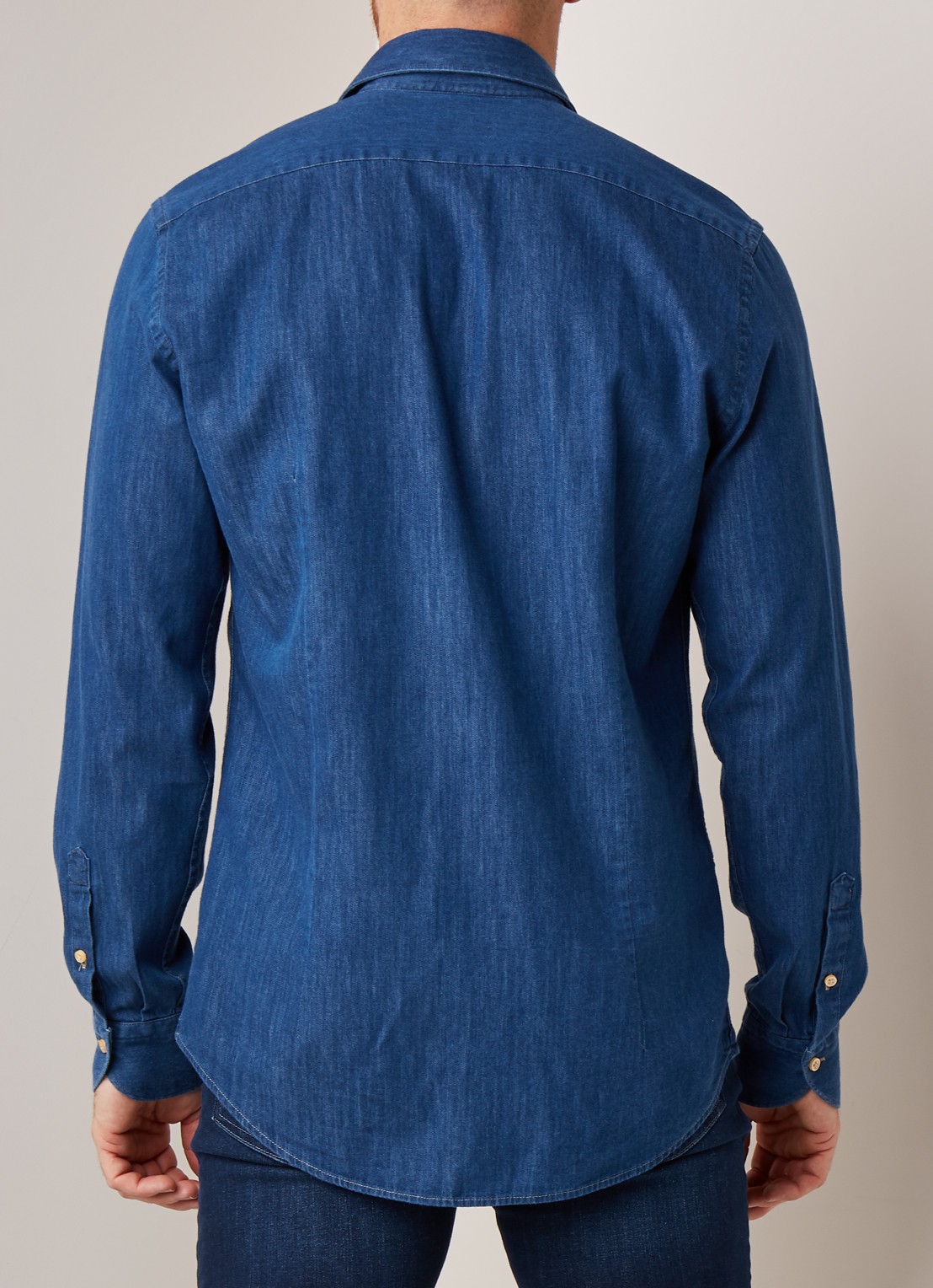 Van Gils Eden slim fit overhemd van denim - achterkant indigo