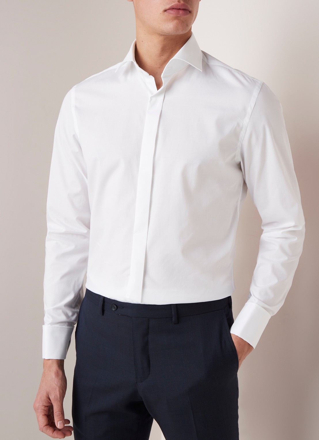 Van Gils Ellington slim fit overhemd met stretch - detail 4 wit
