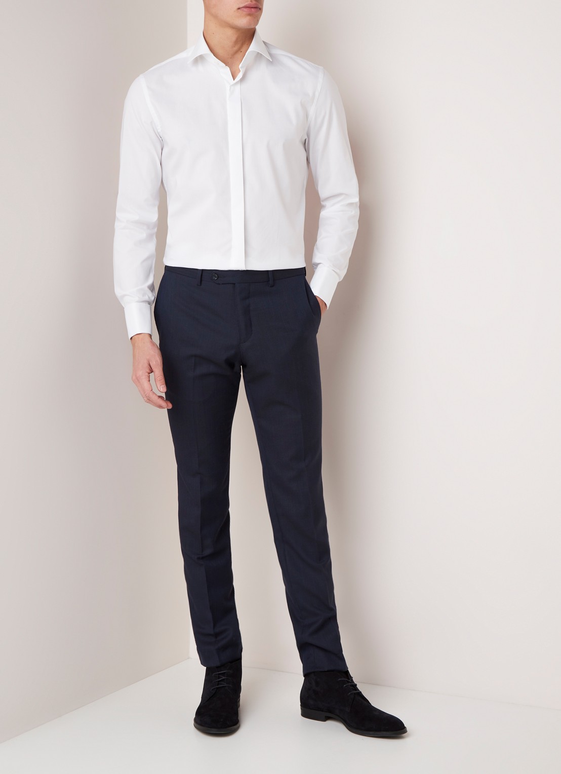 Van Gils Ellington slim fit overhemd met stretch - voorkant 3 wit