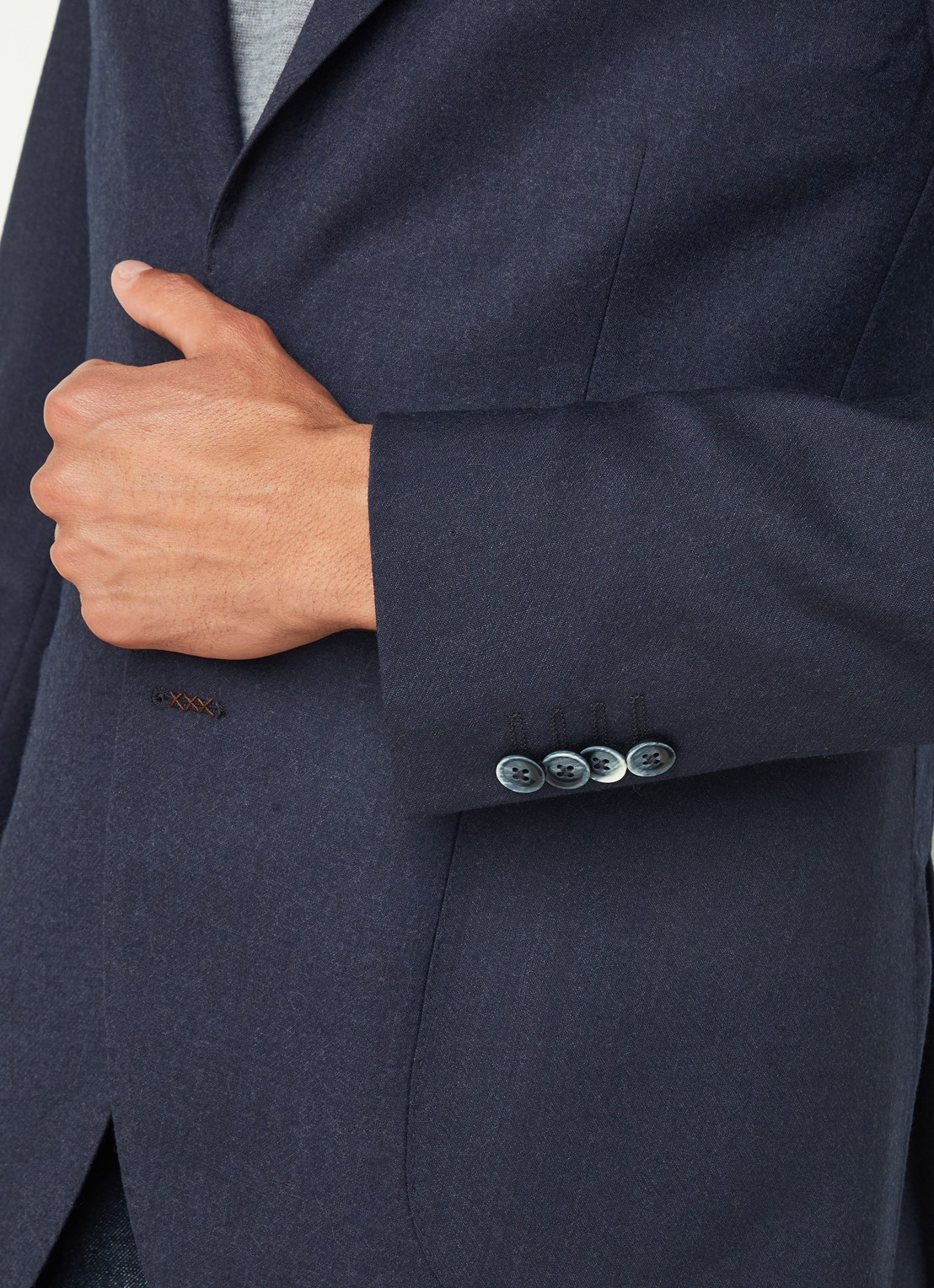 Van Gils Elliot Split slim fit colbert van wol met opgestikte zakken - detail 5 blauw