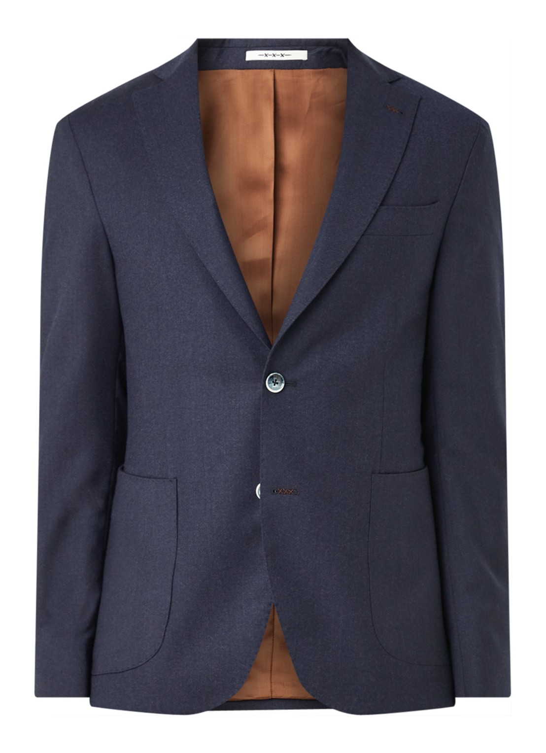 Van Gils Elliot Split slim fit colbert van wol met opgestikte zakken - voorkant blauw