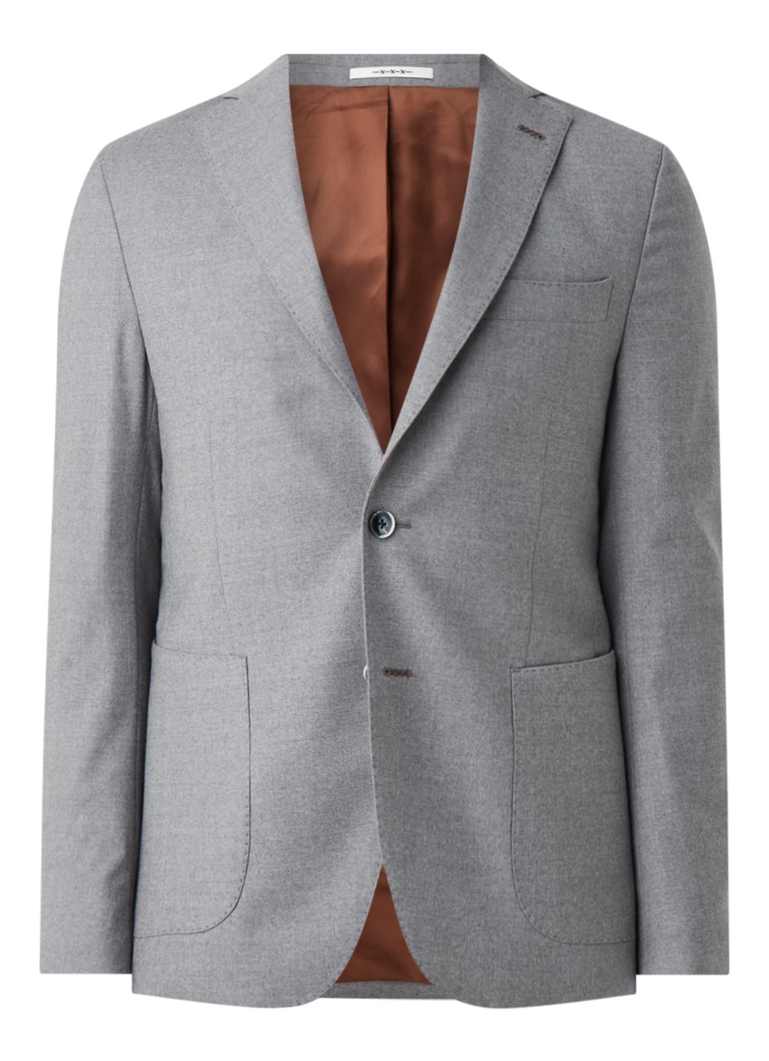 Van Gils Elliot Split slim fit colbert van wol met opgestikte zakken - voorkant lichtgrijs