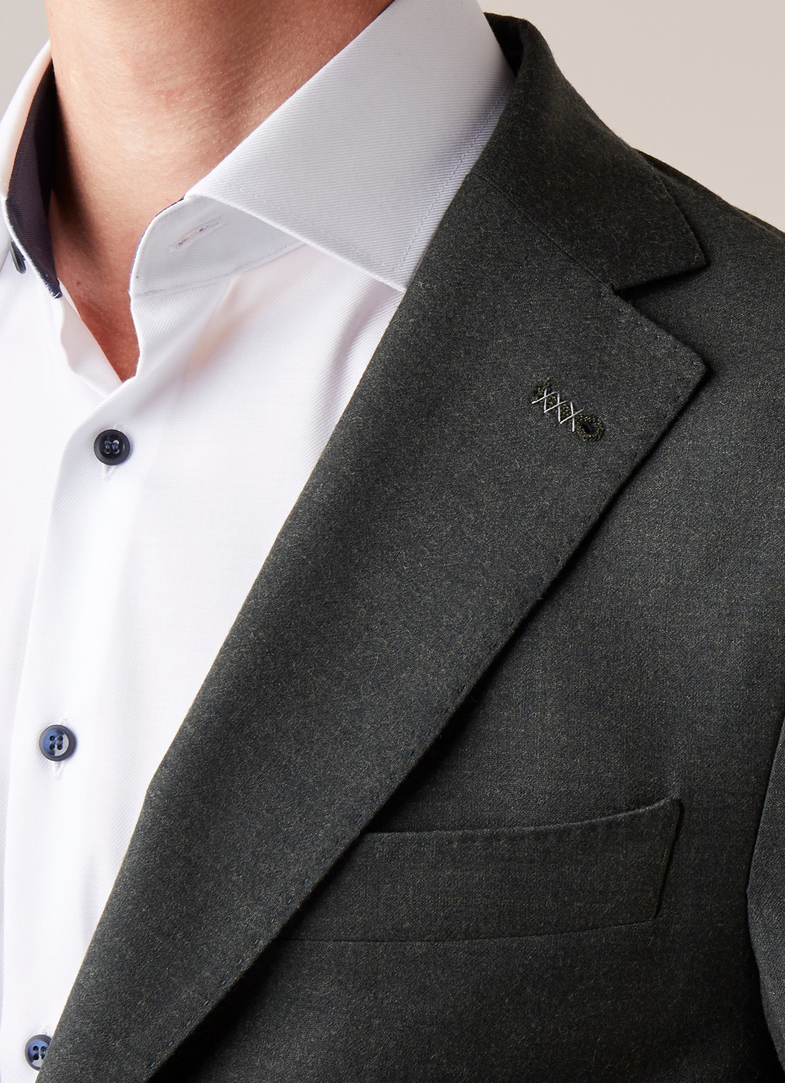 Van Gils Elliot tailored fit colbert van scheerwol - detail 7 donkergroen