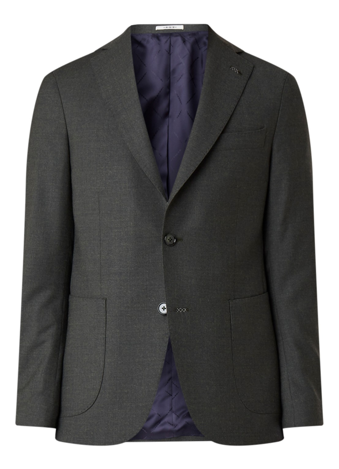 Van Gils Elliot tailored fit colbert van scheerwol - voorkant 2 donkergroen