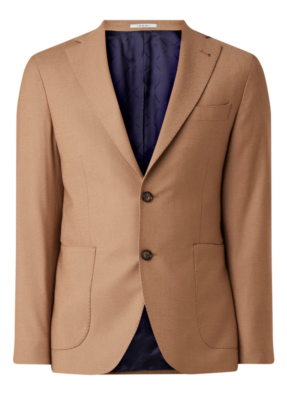 Van Gils Elliot tailored fit colbert van scheerwol - voorkant 5 camel