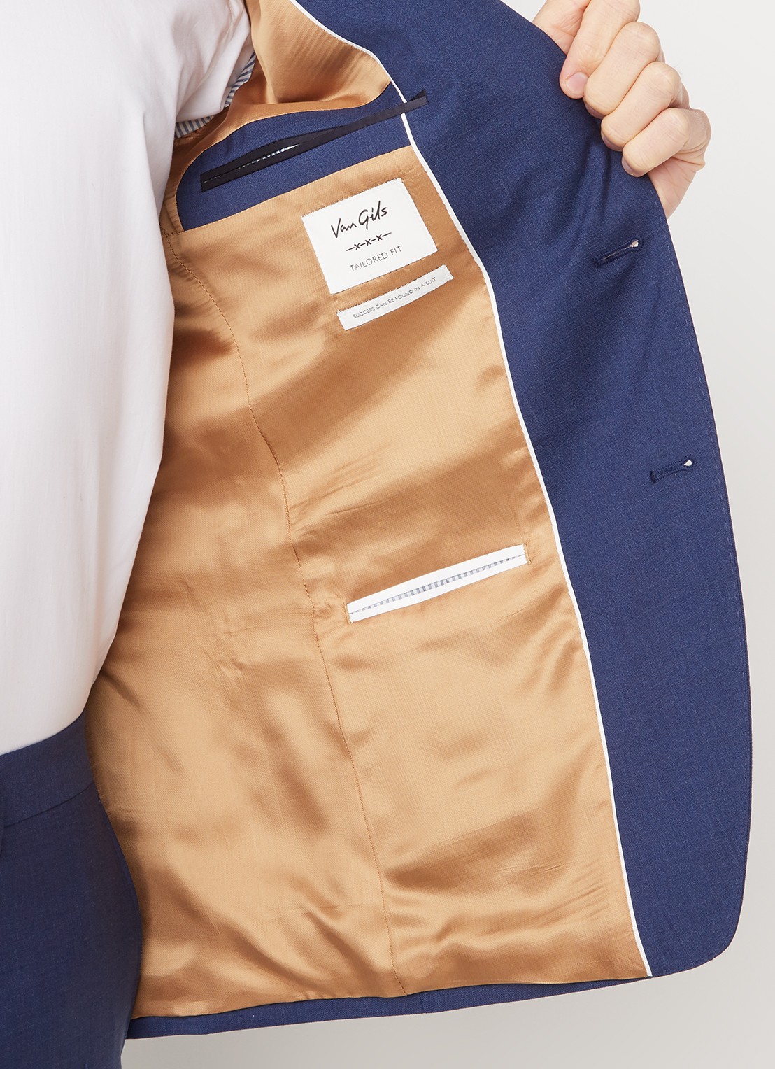 Van Gils Ellis regular fit pak van wol - detail 5 blauw