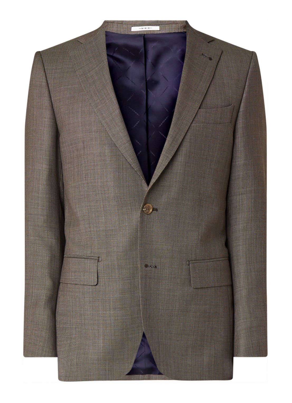 Van Gils Ellis tailored fit colbert van scheerwol met micro birdseye dessin - voorkant 4 donkergroen