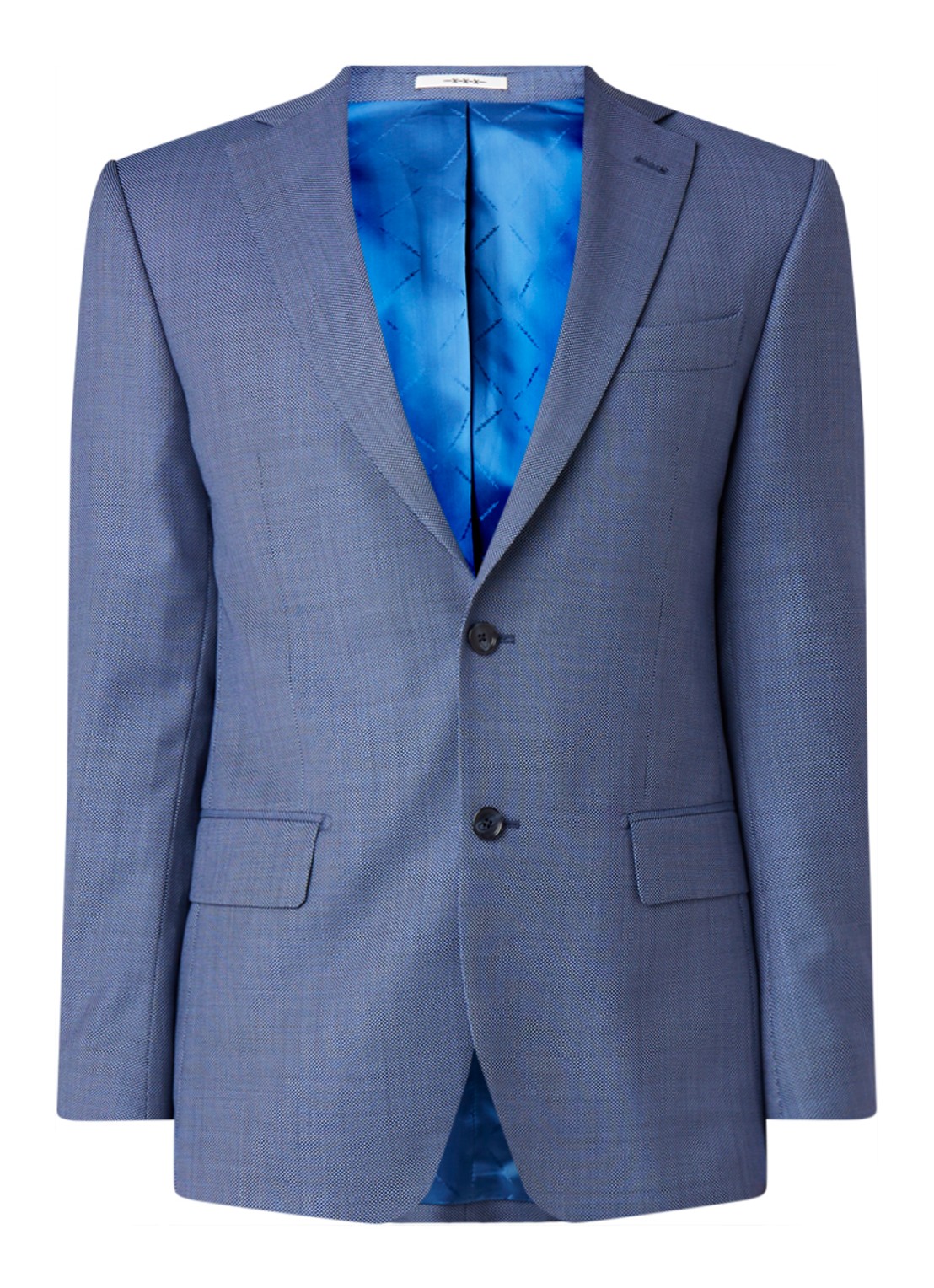Van Gils Ellis tailored fit colbert van scheerwol met micro birdseye dessin - voorkant 5 blauw