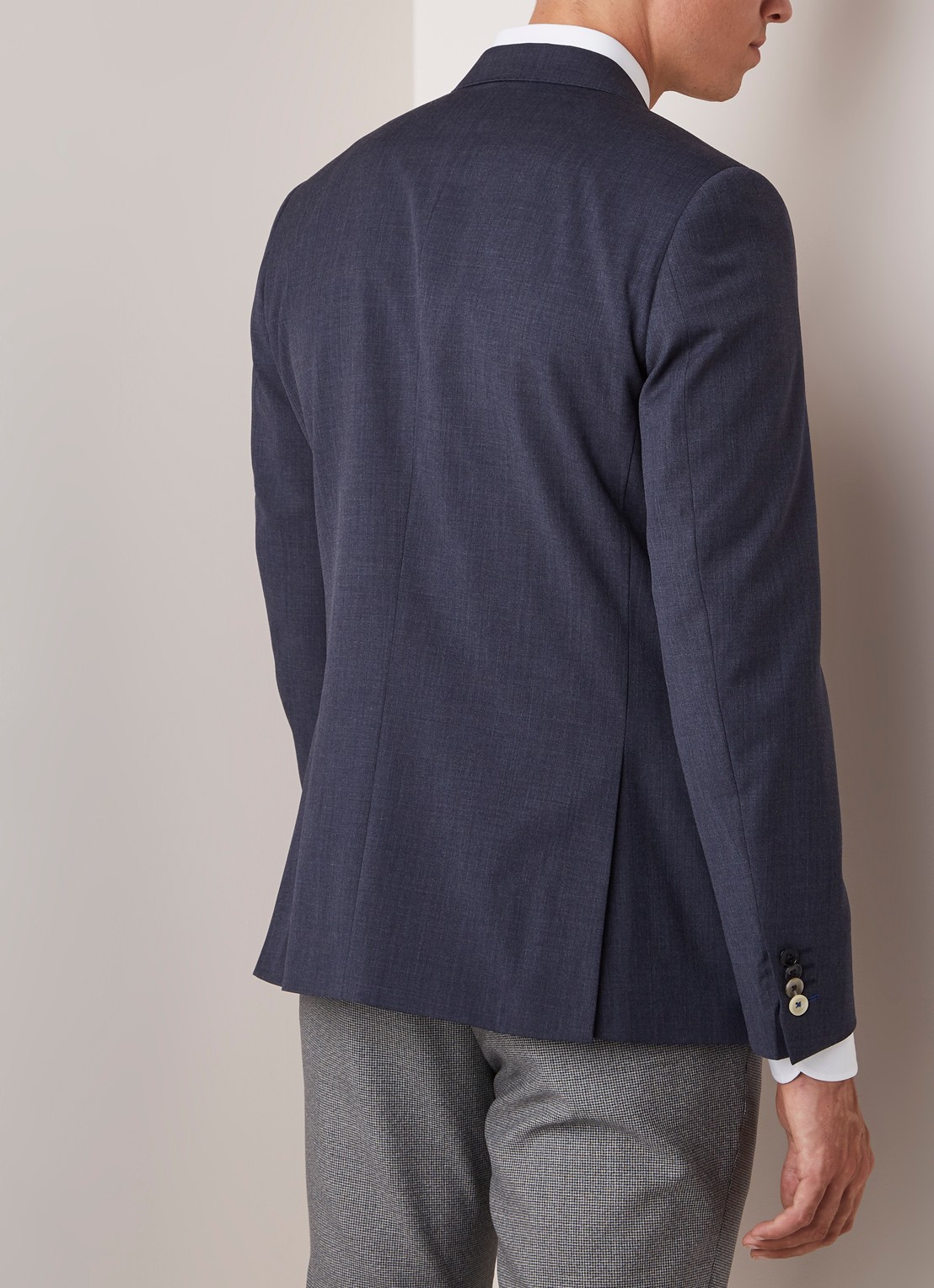 Van Gils Ellison slim fit colbert in wolblend - achterkant blauw