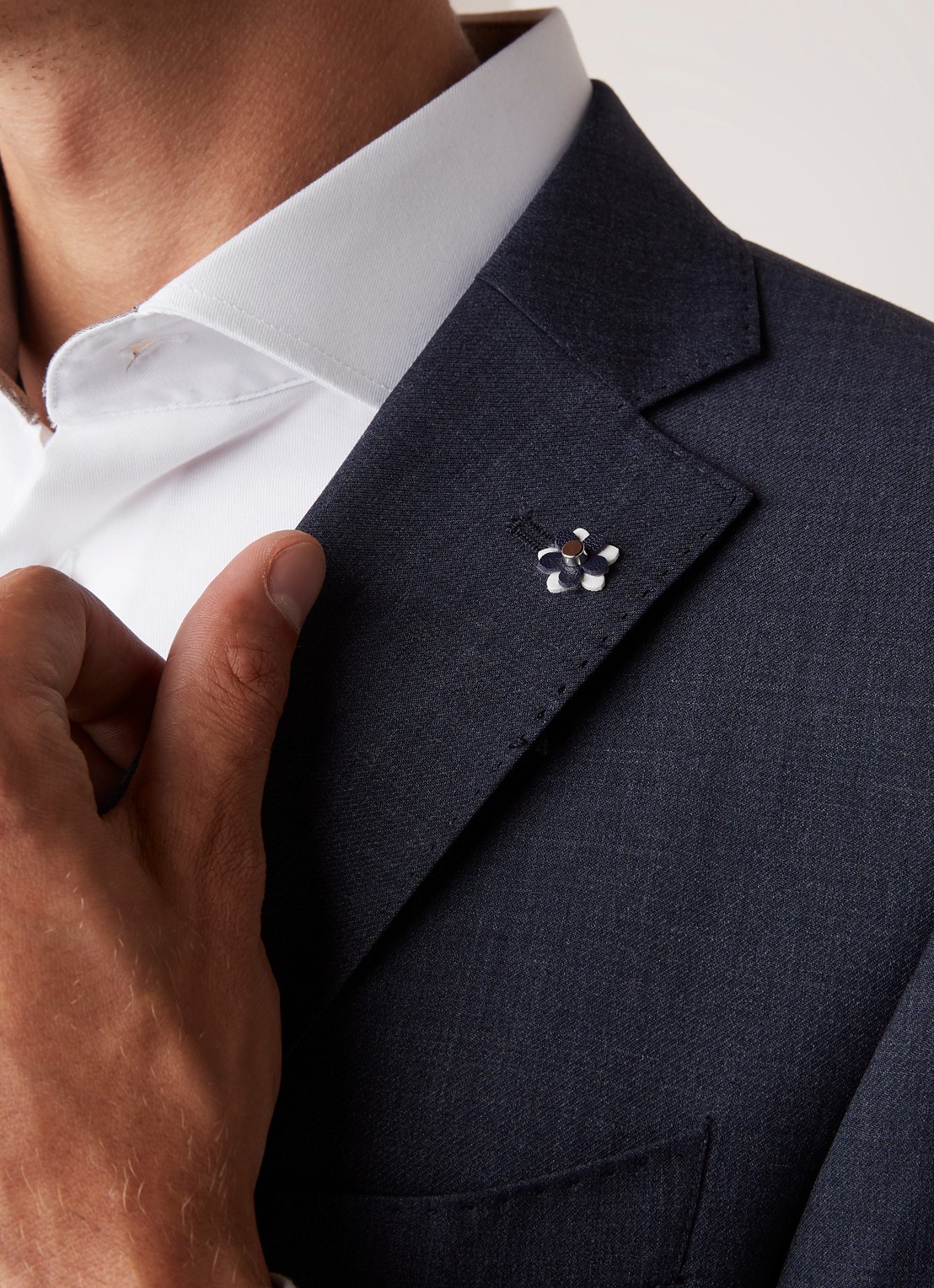 Van Gils Ellison slim fit colbert in wolblend - detail 6 blauw