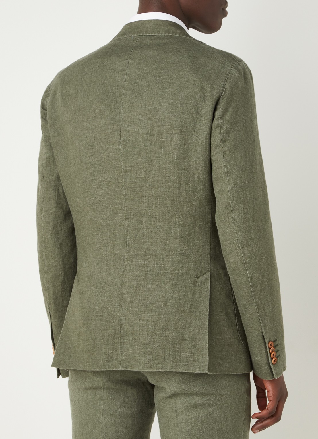 Van Gils Elray slim fit colbert van linnen - achterkant 7 olijfgroen