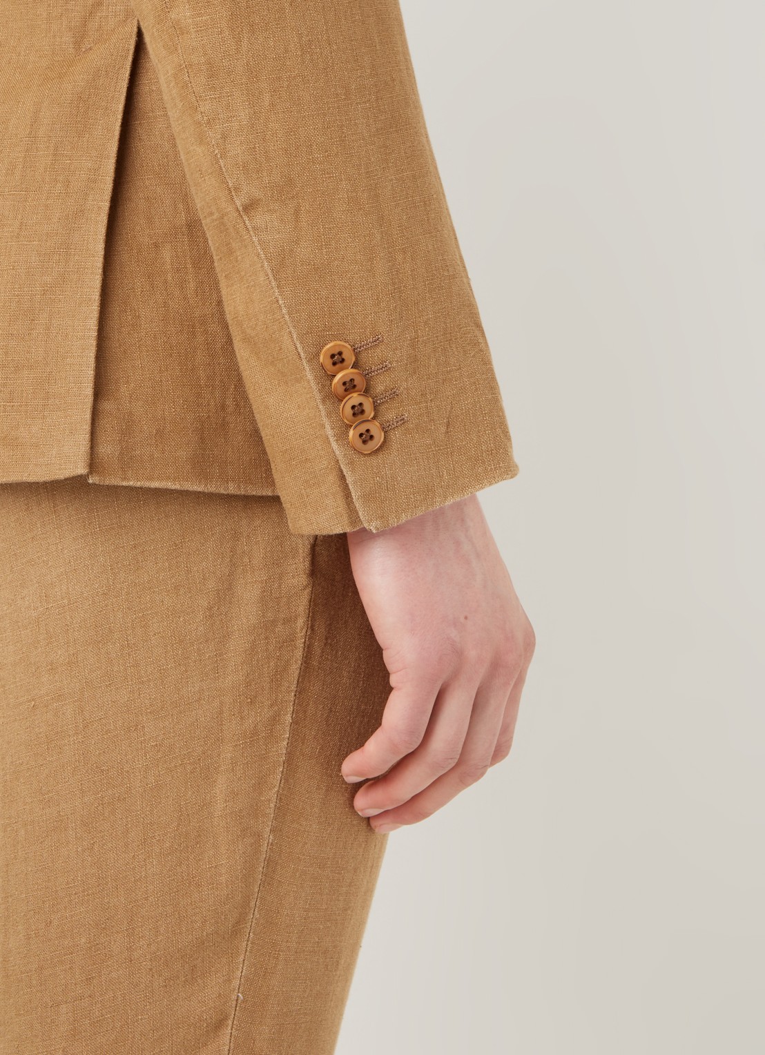 Van Gils Elray slim fit colbert van linnen - detail 5 camel