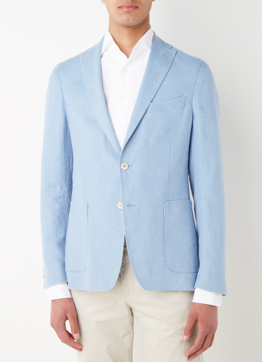 Van Gils Elray slim fit colbert van linnen - detail 3 lichtblauw