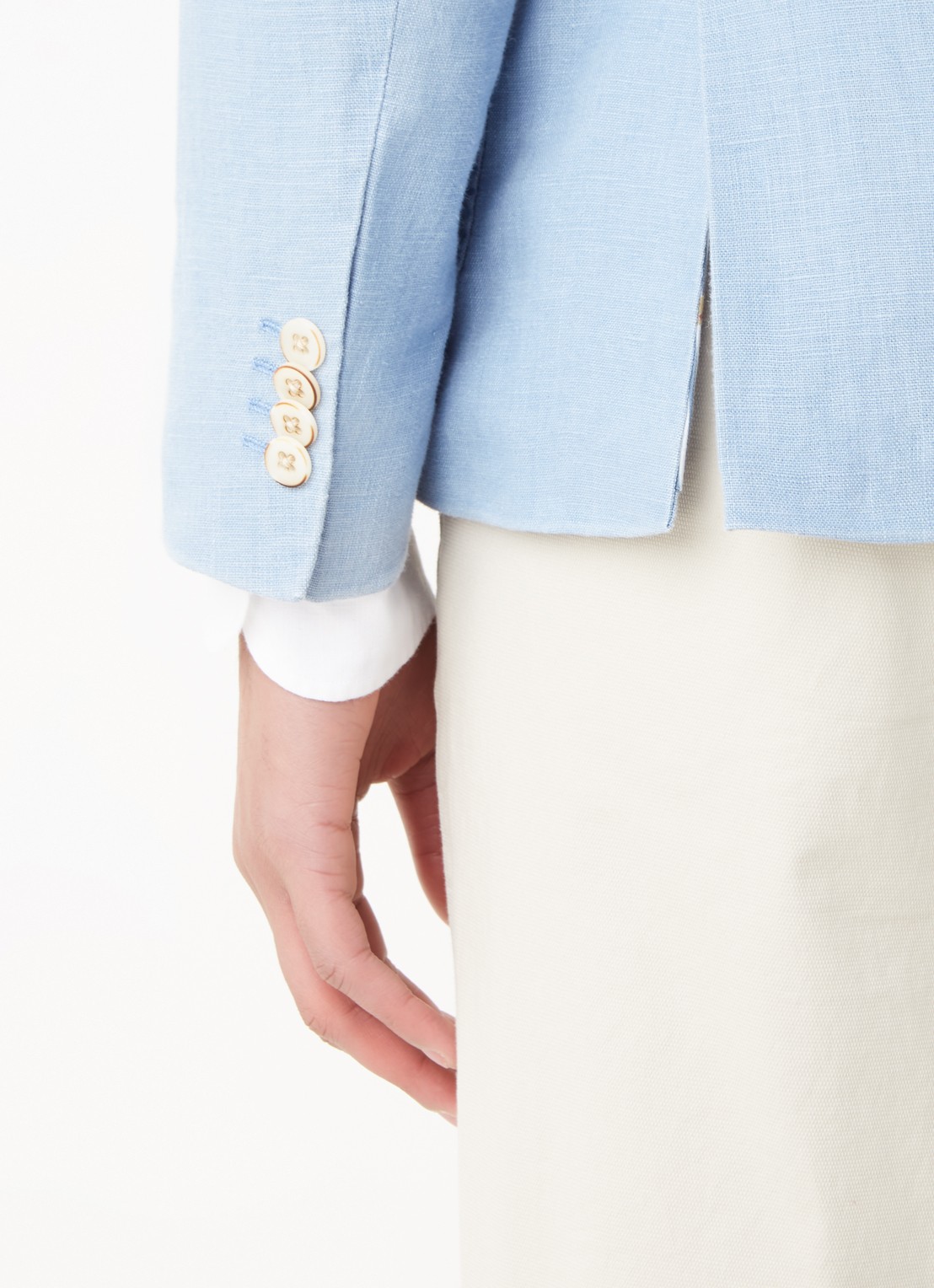 Van Gils Elray slim fit colbert van linnen - detail 5 lichtblauw