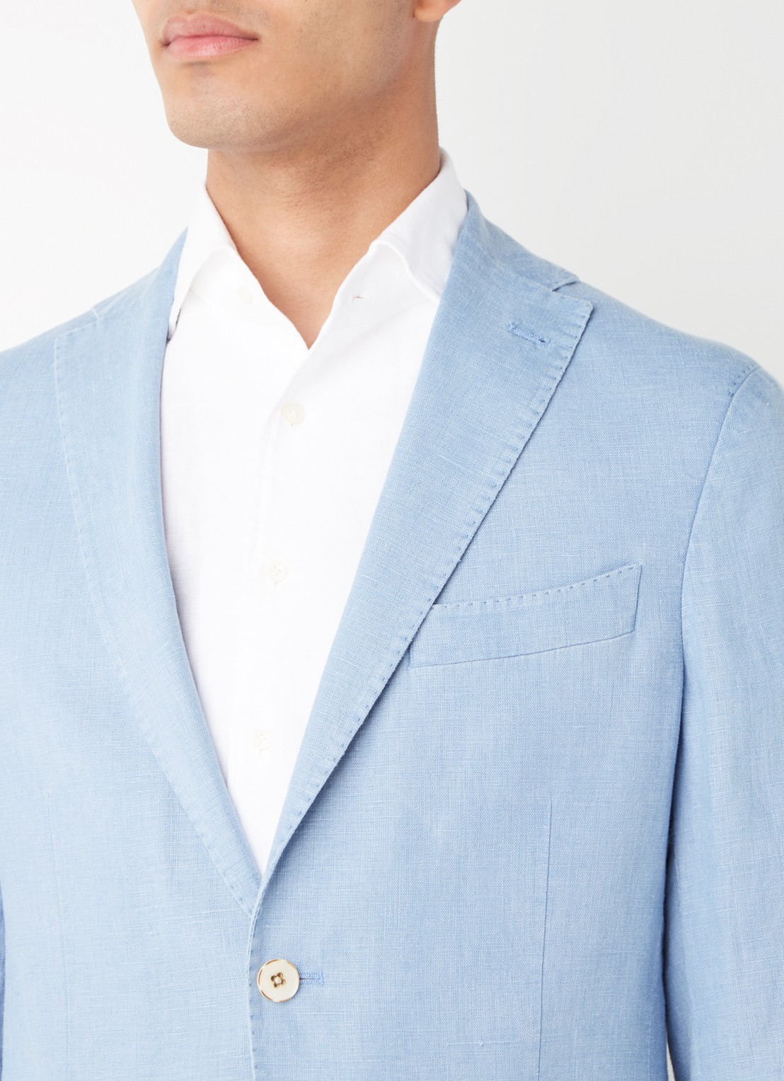 Van Gils Elray slim fit colbert van linnen - detail 6 lichtblauw