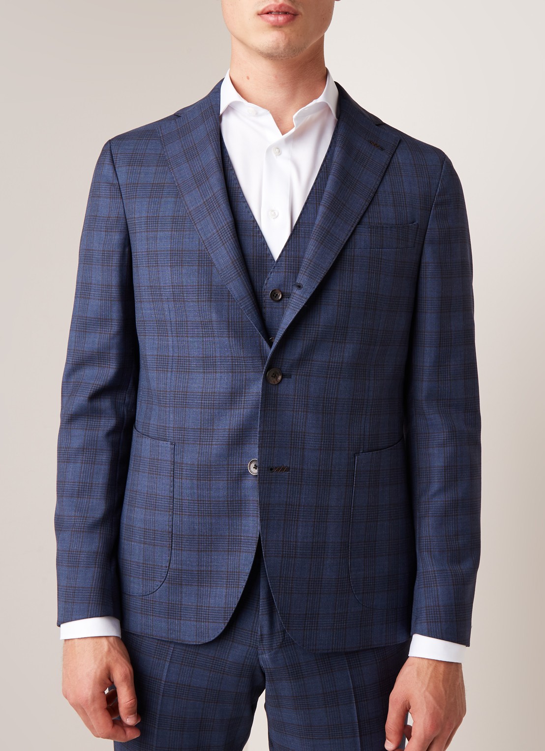 Van Gils Elwyn tailored fit colbert met ruitdessin - detail 2 blauw