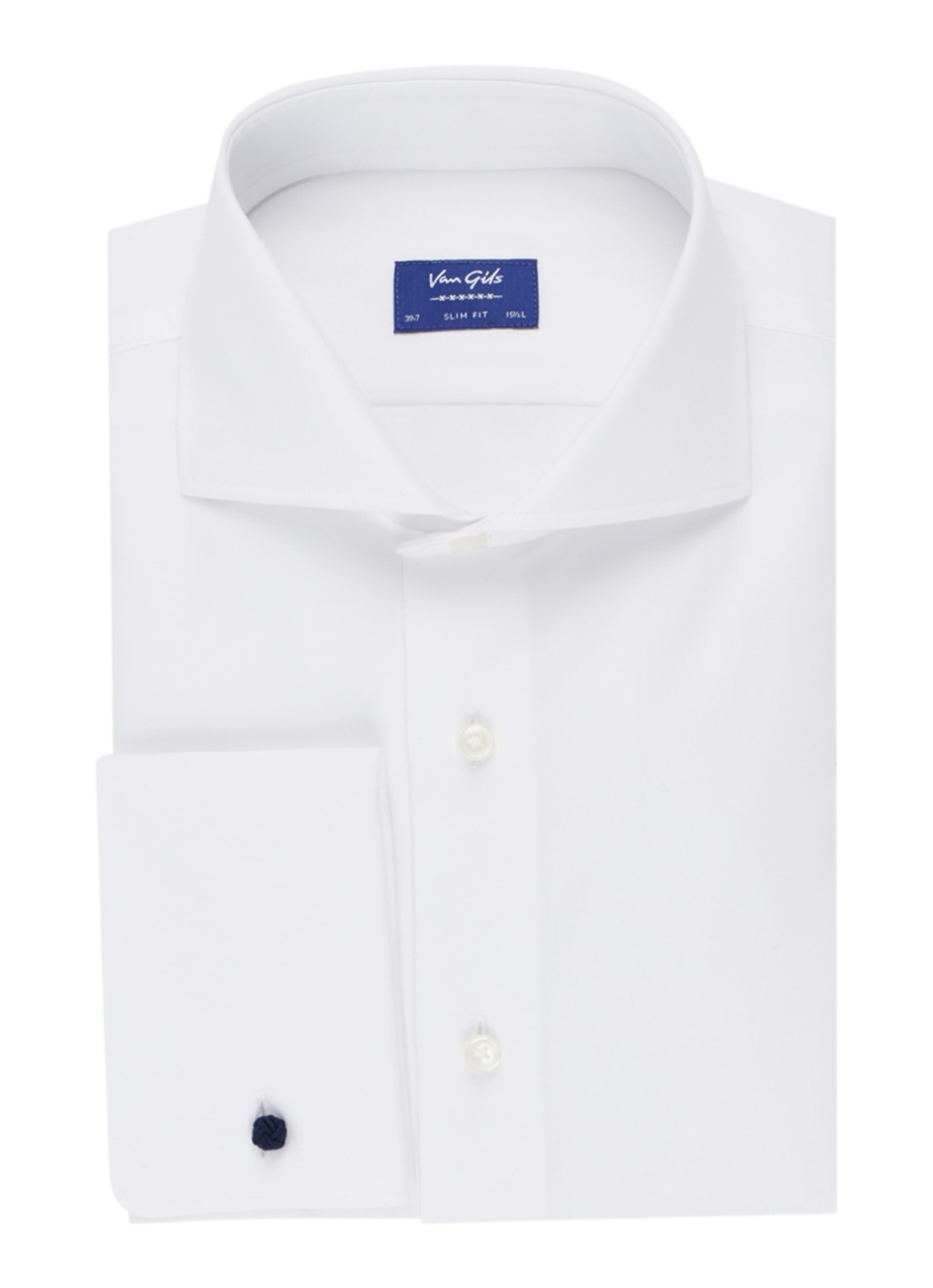 Van Gils Ext slim fit overhemd met wide spread-kraag - voorkant 2 wit