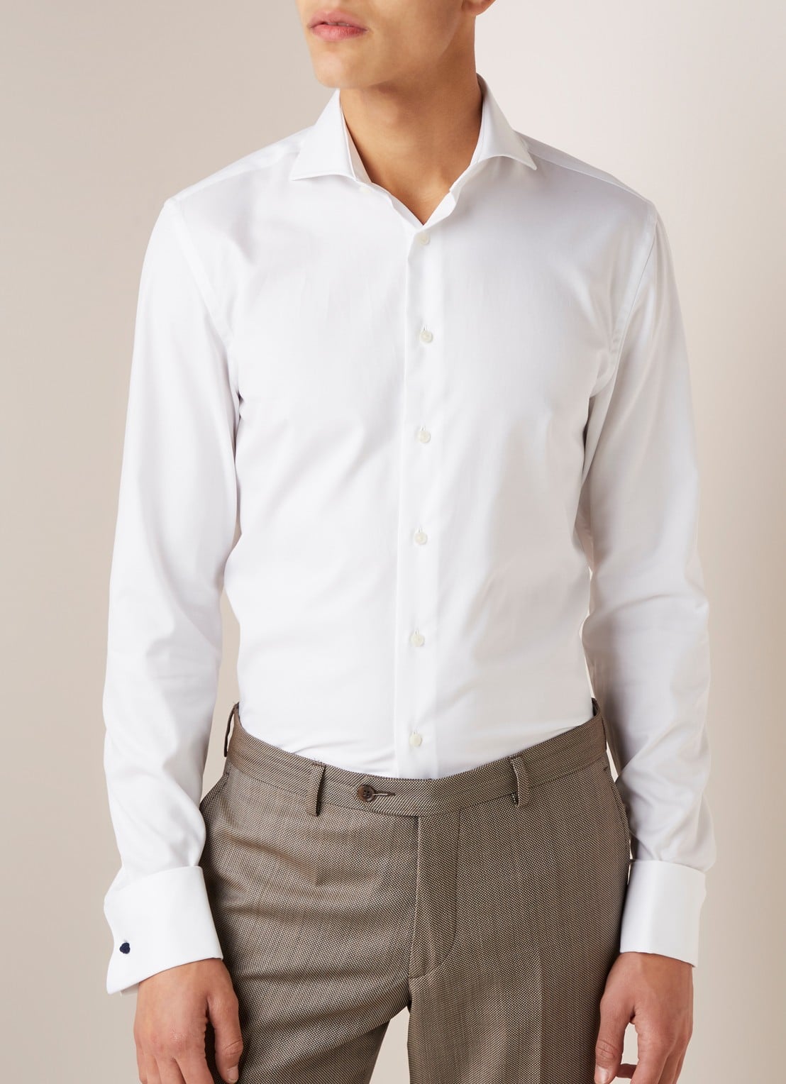 Van Gils Ext slim fit overhemd met wide spread-kraag - detail 4 wit