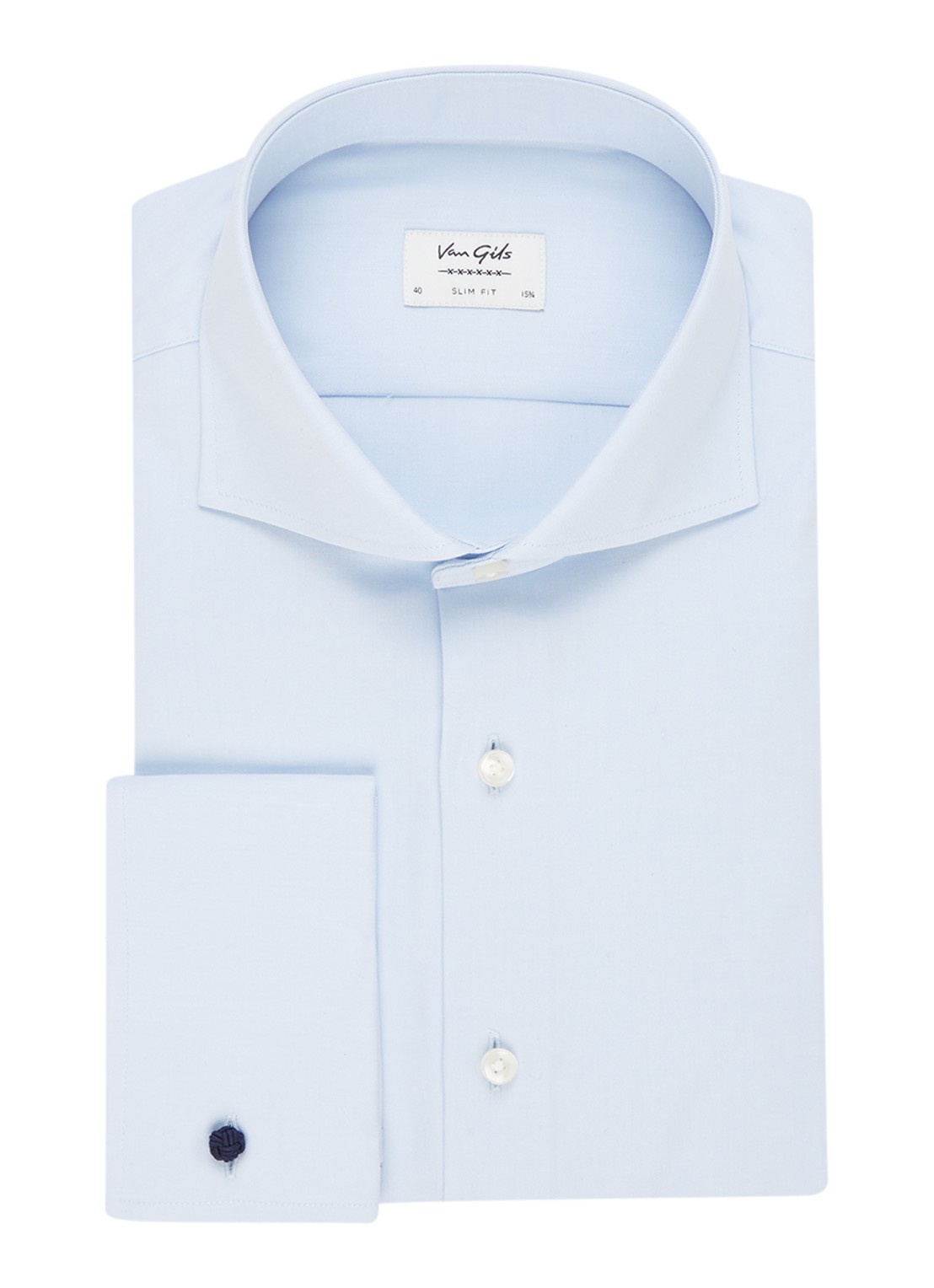 Van Gils Ext slim fit overhemd met wide spread-kraag - voorkant 3 lichtblauw