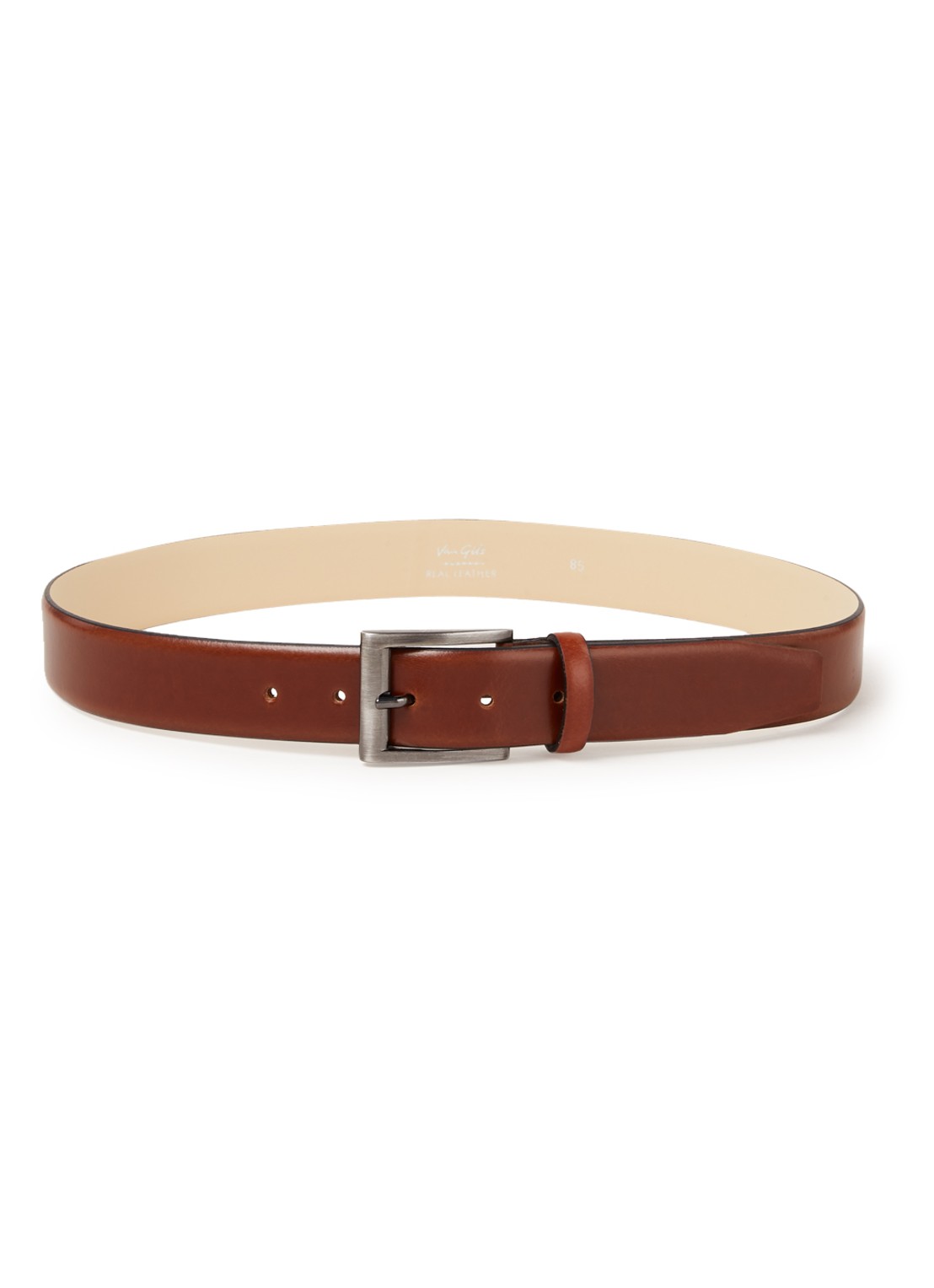 Van Gils Rhett riem van leer - voorkant 2 cognac