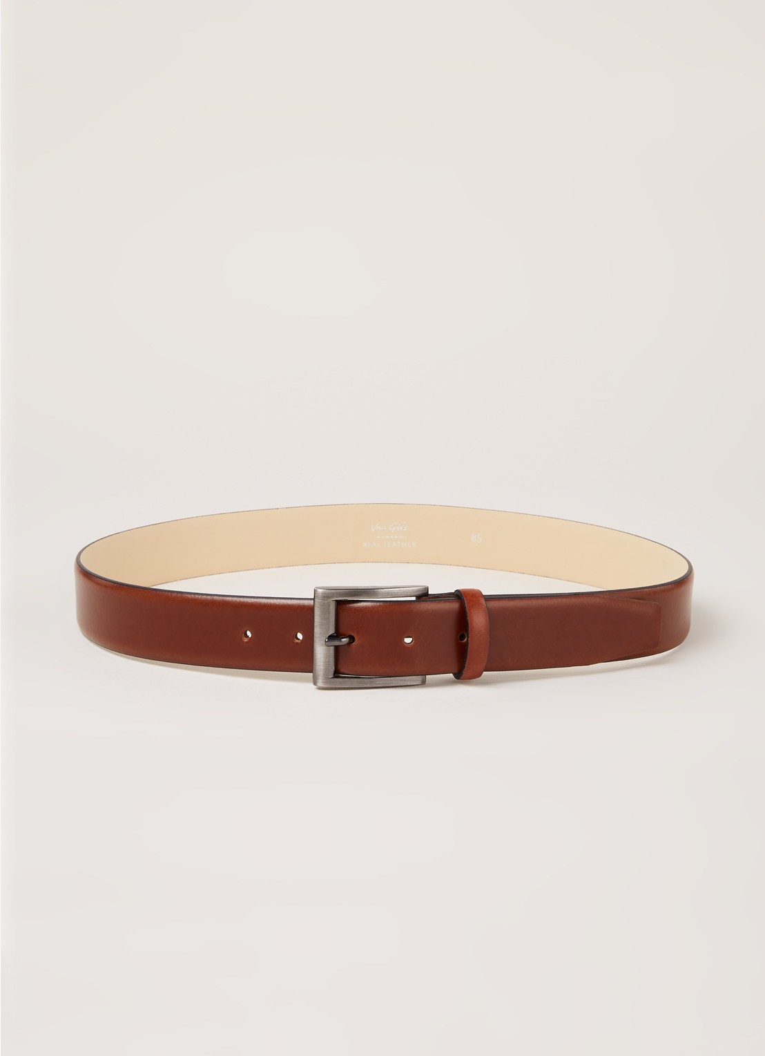 Van Gils Rhett riem van leer - voorkant 3 cognac