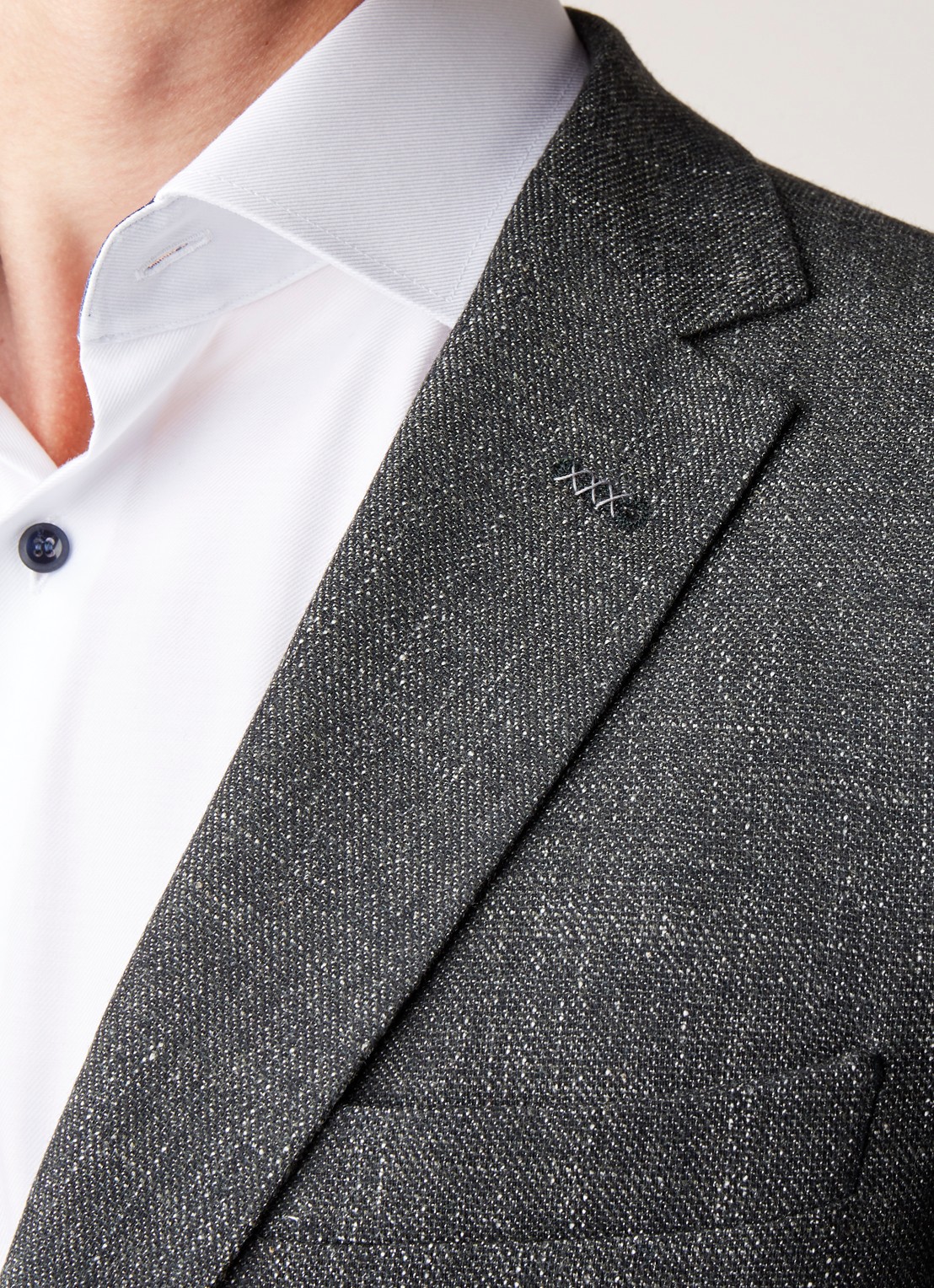 Van Gils Zayn slim fit colbert in gemêleerde wolblend - detail 6 donkergroen