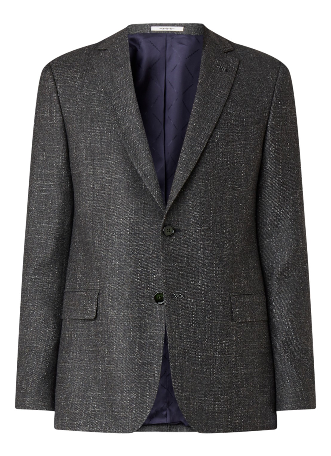 Van Gils Zayn slim fit colbert in gemêleerde wolblend - voorkant 2 donkergroen