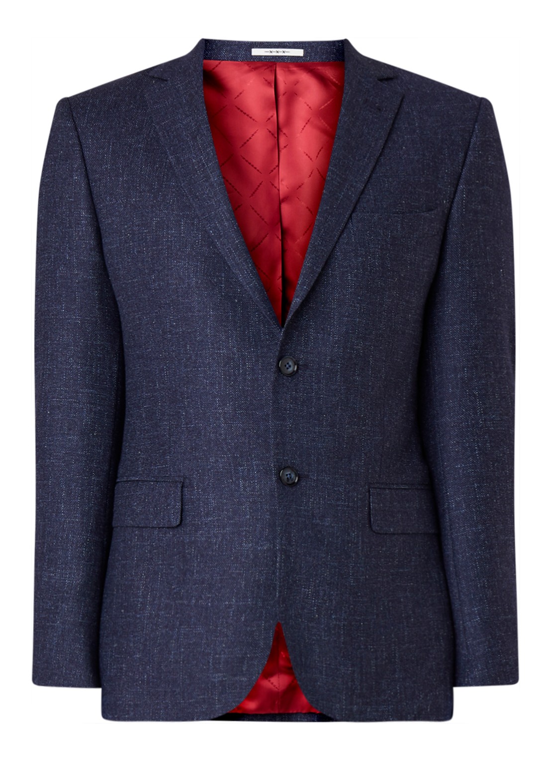 Van Gils Zayn slim fit colbert in gemêleerde wolblend - voorkant blauw